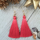 Cherry Red Tassel Earrings