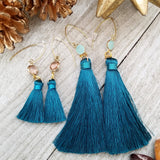 Jewel tone Blue Teal Tassel Earrings