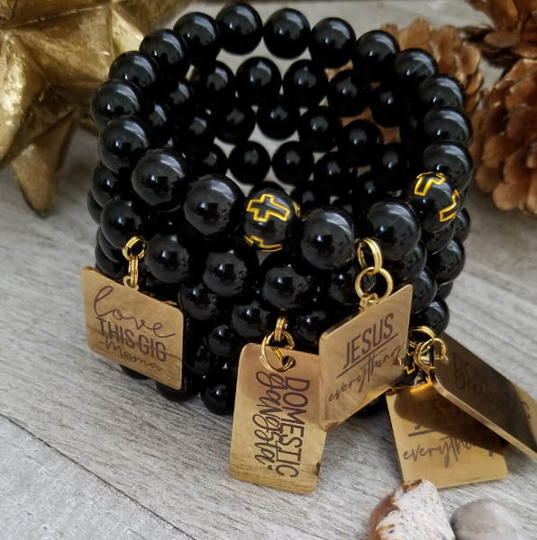 Black Onyx Jesus Over Everything Bracelet – Arm Candy Texas Black Onyx Jesus Over Everything Bracelet – Arm Candy Texas