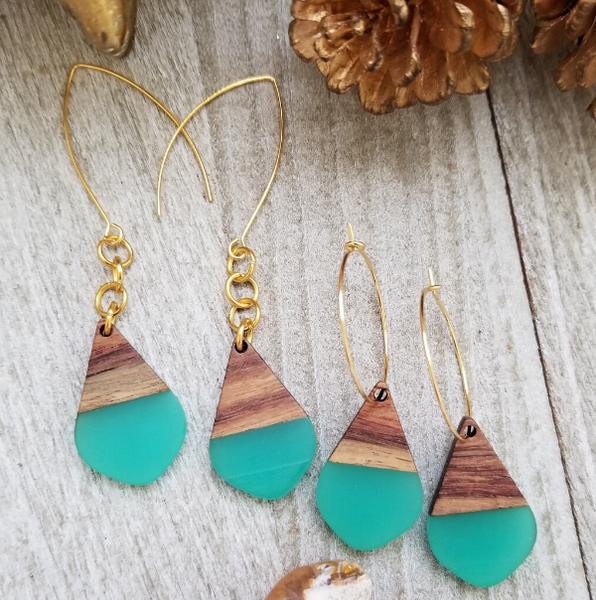 Wood sales resin earrings
