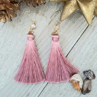 Dusty Pink Tassel Earrings