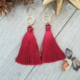 Dark Red Tassel Earrings