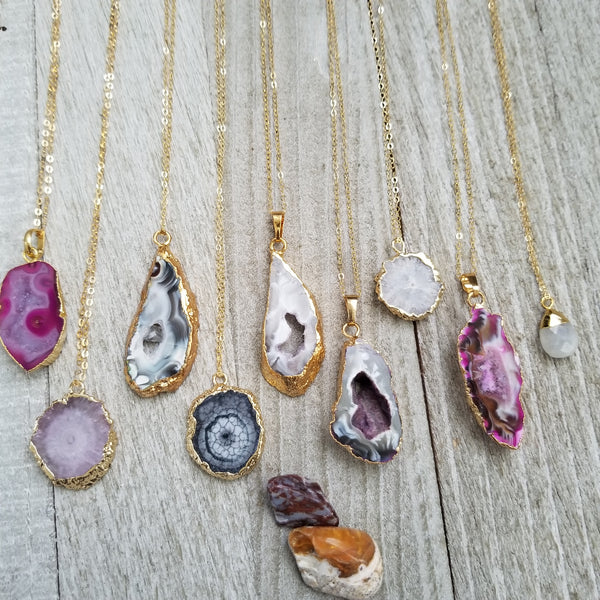 Gold Filled Necklaces with Agate Accent