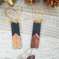 Black Wood and Resin Bar Earrings