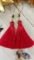Red Tassel Earrings With Choice of Accents