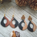 Black Wood and Resin Keyhole Earrings