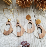 Clear Wood and Resin Keyhole Earrings
