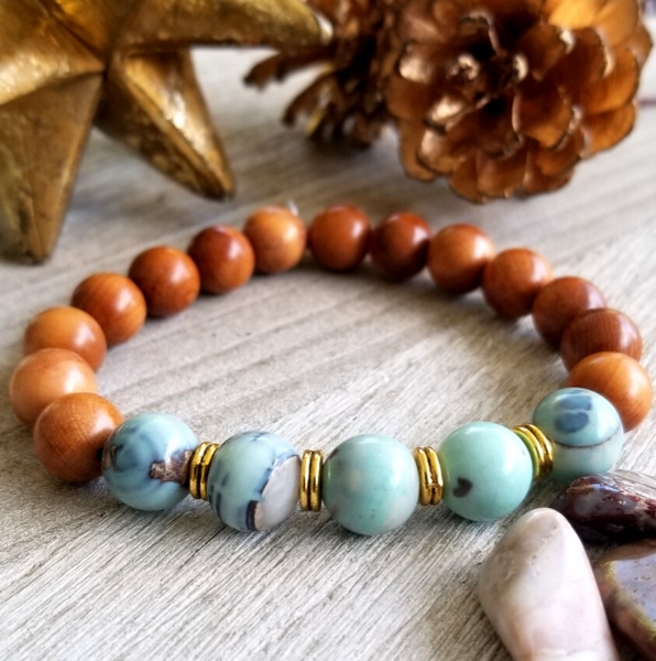 Pearwood With Teal Agate