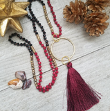 Long Crystal Necklaces with Tassel Accents