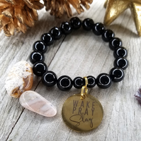 Black Onyx Wake Pray Slay Bracelet