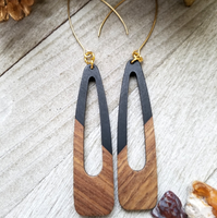 Black Wood and Resin Oblong Earrings